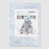 青と白の雪の枝ホリデーフォトマグネット マグネット招待状 (正面)