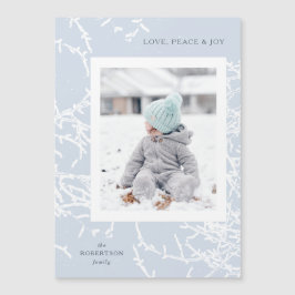 青と白の雪の枝ホリデーフォトマグネット マグネット招待状