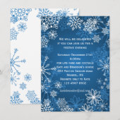 青と白の雪の結晶のクリスマス パーティー 招待状 (正面/裏面)