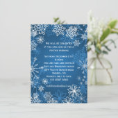 青と白の雪の結晶のクリスマス パーティー 招待状 (スタンド正面)