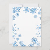 青と白の雪の結晶のクリスマス パーティー 招待状 (裏面)