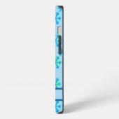青と白の雪の結晶の六角形パターンの名前 iPhoneケース (左側面)