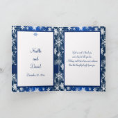 青と白の雪の結晶 お礼のカード サンキューカード (内部)