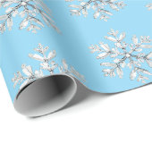 青と白の雪の結晶 クリスマス ラッピングペーパー (ロールコーナー)