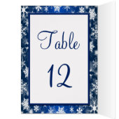 青と白の雪片テーブル番号カード (内側 (左))
