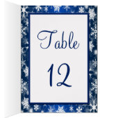 青と白の雪片テーブル番号カード (内側 (右))