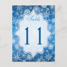 青と白の雪片テーブル番号カード ポストカード