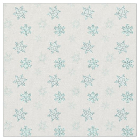 青と白の雪片パターン ファブリック (クローズアップ)