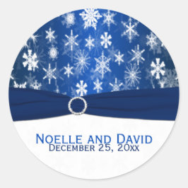 青と白の雪結婚片のシール ラウンドシール