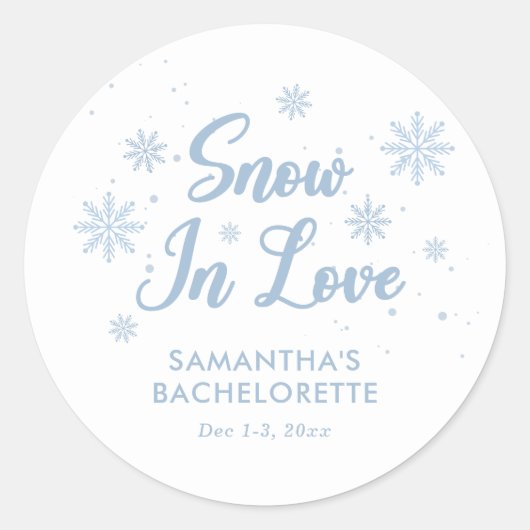 青と白の雪 愛の冬の独身最後の夜会 ラウンドシール (正面)