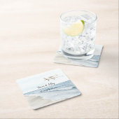 青と白の飛行機 スクエアペーパーコースター (インサイチュ)