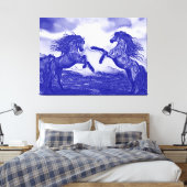 青と白の馬のペアV1キャンバス印刷 キャンバスプリント (インサイチュ (寝室))