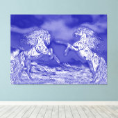 青と白の馬のペアV2キャンバス印刷 キャンバスプリント (インサイチュ (ウッドフロア))