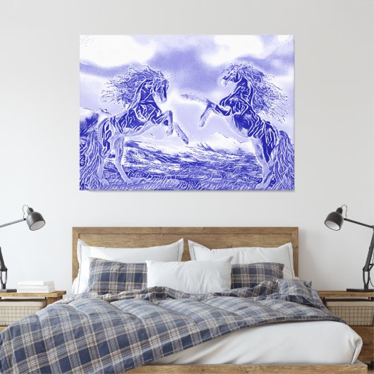 青と白の馬のペアV3 Canvas Print キャンバスプリント (インサイチュ (寝室))