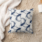 青と白の魚のパターン日本の、イン絵画ズ クッション (ブランケット)