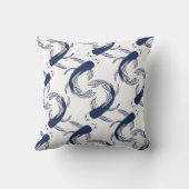 青と白の魚のパターン日本の、イン絵画ズ クッション (裏面)