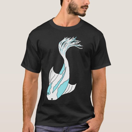 青と白の鯉 Tシャツ (正面)