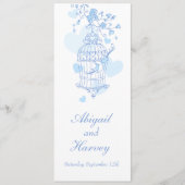 青と白の鳥のケージの結婚ディナーメニュー メニュー (正面)