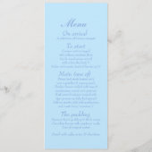 青と白の鳥のケージの結婚ディナーメニュー メニュー (裏面)