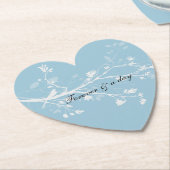 青と白の鳥の枝 ペーパーコースター (アングル)