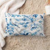 青と白の鳥オリエンタルの珍重 ランバークッション (ブランケット)