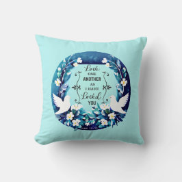 青と白の鳩を愛し合う クッション