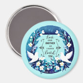 青と白の鳩を愛し合う マグネット (正面/裏面)