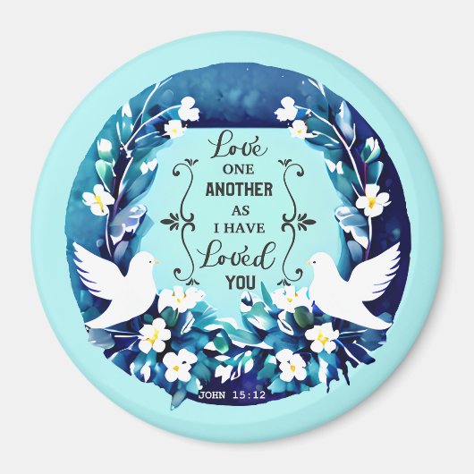 青と白の鳩を愛し合う マグネット (正面)