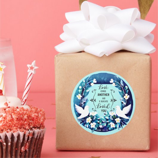 青と白の鳩を愛し合う ラウンドシール (パーティー)