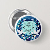 青と白の鳩を愛し合う 缶バッジ (正面&裏面)