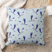 青と白の鶴 クッション (ブランケット)