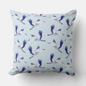 青と白の鶴 クッション (正面)