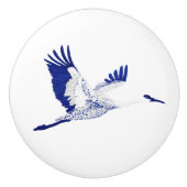 青と白の鶴 セラミックノブ (正面)