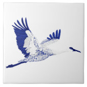 青と白の鶴 タイル (正面)