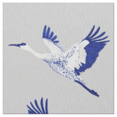 青と白の鶴 ファブリック (クローズアップ)