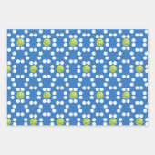 青と白の黄色のピックボール ラッピングペーパーシート (正面3)