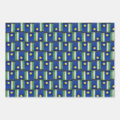 青と白の黄色のピックボール ラッピングペーパーシート (正面2)