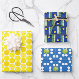 青と白の黄色のピックボール ラッピングペーパーシート