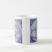 青と白の3つのウサギのウサギのメダリオンシンボル コーヒーマグカップ (中央)