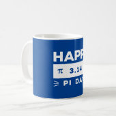 青と白の3.14 Happy Pi Day コーヒーマグカップ (正面左)