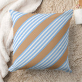 青と白の5つのストライプパターンと日焼け クッション (ブランケット)