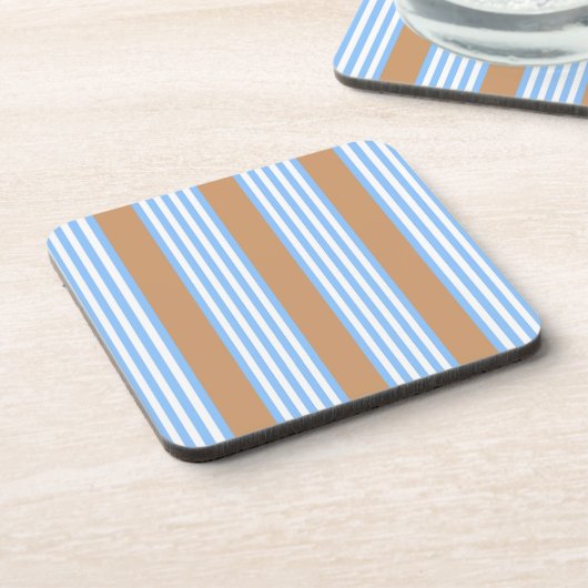 青と白の5つのストライプパターンと日焼け コースター (左側)