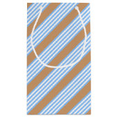 青と白の5つのストライプパターンと日焼け スモールペーパーバッグ (裏面)