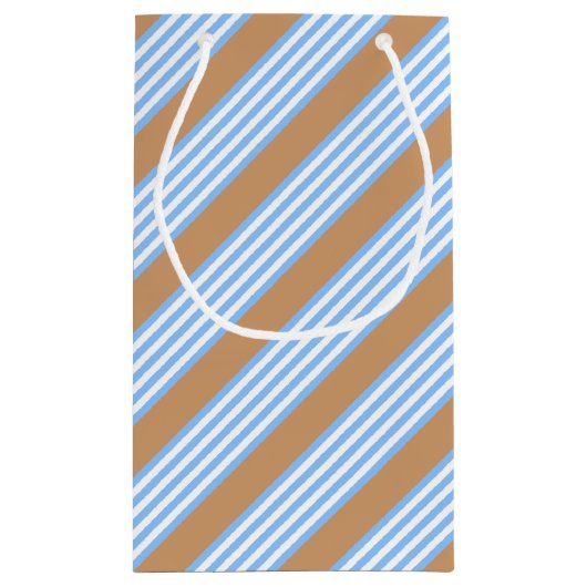 青と白の5つのストライプパターンと日焼け スモールペーパーバッグ (裏面)