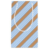 青と白の5つのストライプパターンと日焼け スモールペーパーバッグ (正面)