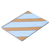 青と白の5つのストライプパターンと日焼け ノートブック (左側)