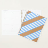 青と白の5つのストライプパターンと日焼け プランナー手帳 (ディスプレー)