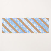 青と白の5つのストライプパターンと日焼け ヨガマット (正面(横))