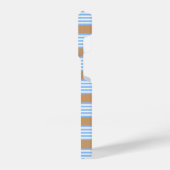 青と白の5つのストライプパターンと日焼け iPhoneケース (左側面)