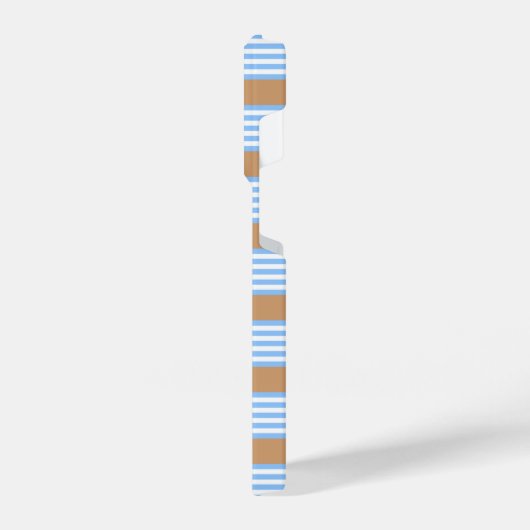 青と白の5つのストライプパターンと日焼け iPhoneケース (左側面)